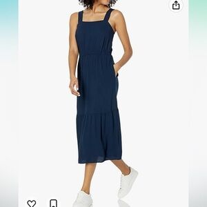 NWT XXL blue Amazon Essentials Women's Fluid Twill Tiered Midi Summer Dress
